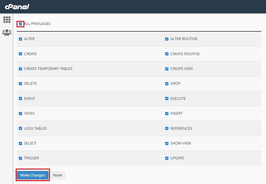 Cấp quyền cho user truy cập database