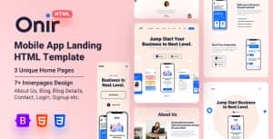 Onir – Mobile App Landing HTML Template