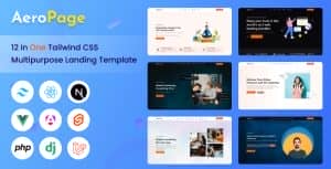 AeroPage – 12 in 1 Tailwind CSS Multipurpose Landing Template