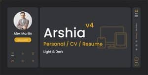 Arshia – Personal, portfolio, vCard and resume template