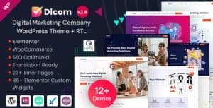 Dicom – IT Startup & SEO Marketing Services Elementor WordPress Theme