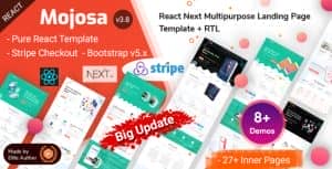 Mojosa – React Next.js Multipurpose Landing Page Template