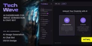 TechWave – AI HTML Dashboard for Image Generation & Chat Bot