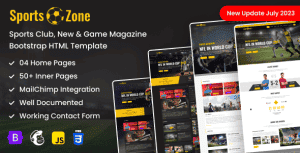 SportsZone: Sports Club, New & Game Magazine Mobile Responsive Bootstrap HTML Template