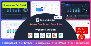 DashCode – Laravel 9, React, Vuejs, NextJs, HTML,Tailwind Dashboard Template