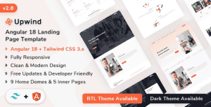 Upwind – Angular 18 Landing Template (Tailwind CSS + Angular 18)