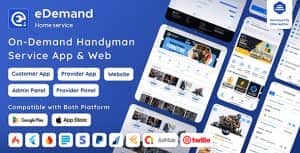 eDemand-Multi Vendor On Demand Handy Services, Handyman with Flutter App | Admin panel | Web Version