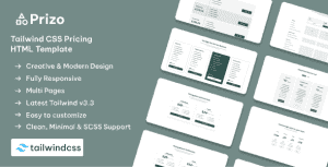 Prizo – Tailwind Pricing Table HTML Website Template