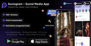 Sociogram – Social Media App | Instagram Reels | Threads | Clubhouse | Chat | Social Template App