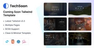 Techsoon – Tailwind Coming Soon HTML Template