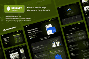 Upmoney – Fintech Mobile App Elementor Template Kit