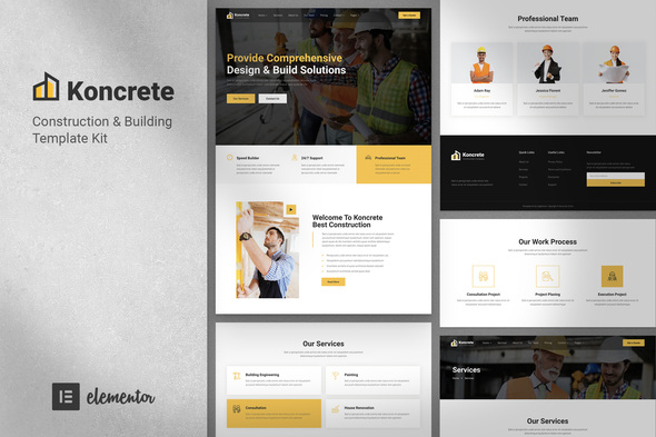 Koncrete - Construction & Building Elementor Template Kit - Net1s.com