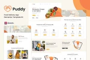 Puddy – Food Delivery App Elementor Template Kit