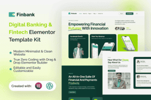 Finbank – Digital Banking & Fintech Elementor Template Kit