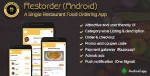 Restorder (Android) – A single restaurant food ordering app.