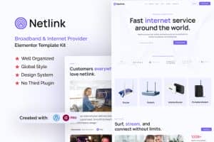 Netlink – Broadband & Internet Provider Elementor Template Kit