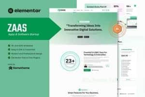 Zaas – Apps & Software Startup Elementor Template Kit