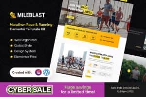 Mileblast – Marathon Race & Running Elementor Template Kit