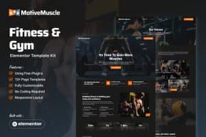 MotiveMuscle – Fitness & Gym Elementor Template Kit