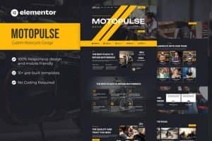 MotoPulse – Motorcycle Garage Elementor Template Kit