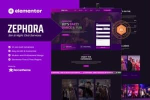 Zephora – Bar & Night Club Services Elementor Template Kit