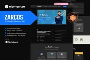 Zarcos – Professional Resume & CV Elementor Template Kit