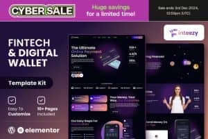 Finteezy – Fintech Startup & Digital Wallet Elementor Template Kit