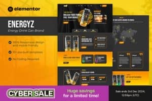 Energyz – Energy Drink Can Brand Elementor Template Kit