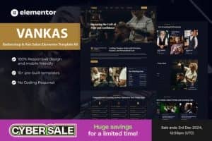 Vankas – Barbershop & Hair Salon Elementor Template Kit