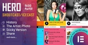 Hero – Shoutcast and Icecast Radio Player With History – Elementor Widget Addon