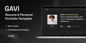 Gavi – Personal Portfolio Resume HTML