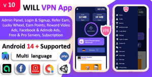 WILL VPN App – VPN App With Admin Panel | Secure VPN & Fast VPN | Refer & Earn | Reward Lucky Wheel