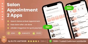 2 App Template| Salon Appointment Booking App| Salon Customer Management App| Spa Booking | Salonza