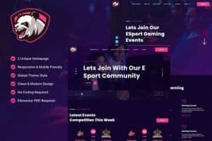 Junio – E-Sport Gaming Events & Streamer Elementor Template Kit