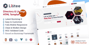 Listee – Classified Ads & Directory Listing Template (HTML + Angular + Vue + React + Laravel)