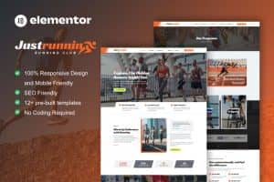 JustRunnin – Running Club Marathon & Sport Event Elementor Template Kit