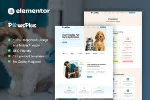 PawsPlus – Pet Care & Veterinary Elementor Template Kit