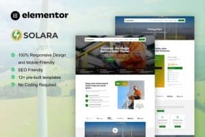 Solara – Solar Panel & Renewable Energy Elementor Template Kit