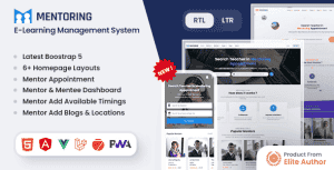 Mentoring – HTML, React, Laravel, Vue, Angular, Mobile eLearning & Mentor Booking LMS Template