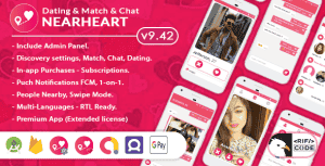 Nearheart – Android Dating Tinder Clone Full App with Admin panel