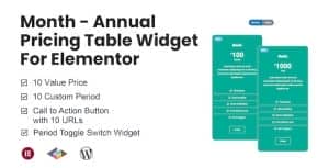 Month – Annual Pricing Table Widget For Elementor