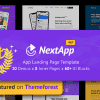 App Landing Page WordPress Theme for Mobile Application Software Design & Development Site – Nextapp