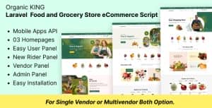 Organic King – Laravel  Food and Grocery Store Script