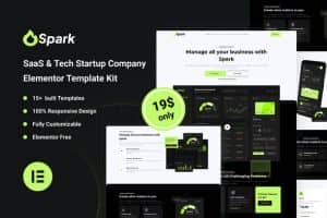 Spark – Saas & Tech startup Elementor Template Kit