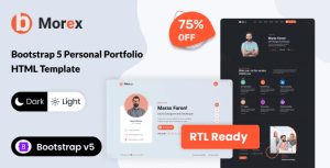 Morex – Bootstrap 5 Personal Portfolio HTML Template + RTL
