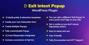 Exit Intent Popup WordPress Plugin