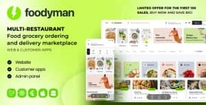Foodyman – Multi-Restaurant Food and Grocery Ordering and Delivery Marketplace (Web & Customer Apps)