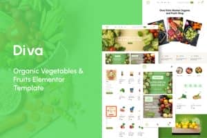 Diva – Organic Vegetables & Fruits Elementor Template Kit