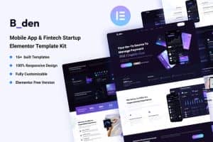 Bden – Fintech Startup & Mobile App Elementor Template Kit