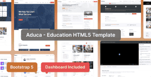 Aduca – Education HTML Template with Dashboard And RTL Ready
